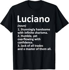 LUCIANO Definition - Camiseta divertida de regalo de cumpleaños con nombre  personalizado, Negro, S