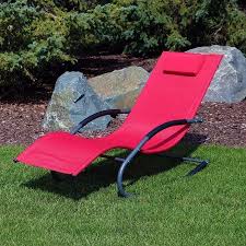 Sunnydaze Outdoor Rocking Wave Lounger With Pillow Patio And Lawn Lounge Chair Rocker Red Walmart Com Lounge Chair Outdoor Minimalist Outdoor Furniture Outdoor Chaise