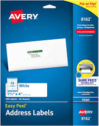 Officemax label template for word. Amazon Com Avery Address Labels With Sure Feed For Inkjet Printers 1 1 3 X 4 350 Labels Permanent Adhesive 8162 White Everything Else