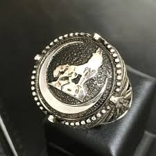 925 Sterling Silver Mens Ring Howling Wolf Turkish Ottoman Jewelry Solid Large Handmade Signet In 2020 Sterling Silver Mens Rings For Men Mens Silver Rings