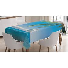 If you prefer the feel of an informal eating arrangement, consider a round dining room set. East Urban Home Ambesonne Nautical Tablecloth Large Cruise Ship Heads To Tropical Sandy Beach Exotic Panorama Coastal Theme Rectangular Table Cover For Dining Room Kitchen Decor 52 X 70 Turquoise Green Wayfair