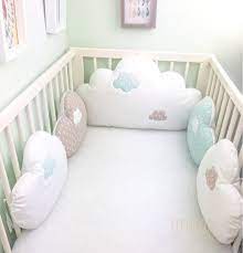 Tour De Lit Bebe Coussins Nuages Taupe Bleu Celadon Et Blanc Paraurti Culla Cuscini Per Bambini Stanza Di Bambino