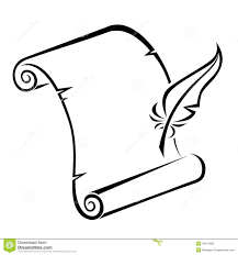 Sketch Of Scroll And Feather Quill Google Search Quill And Ink Borders For Paper Free Pen