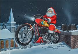 Xmas Bikers Arte Motociclistica David Mann Babbo Natale