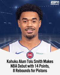 ICYMI: Tolu Smith made history Sunday as the first Hawaii high school  graduate to play in an NBA regular season game since 1957. The 2018 Kahuku  alum debuted for the Detroit Pistons,