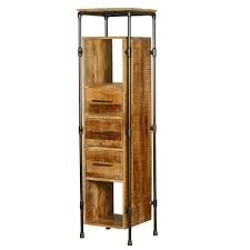 Sold and shipped by eforcity. Industrial Mango Wood Iron Storage Tower W 3 Drawers 3 Shelves