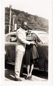 1940s Couple War Era Photo Man And Woman Near Car Mixed Suit Dress Vintage Fashion Style Print Casual Day Vintage Photos Vintage Black Glamour Vintage Couples