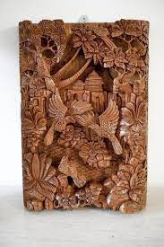 Indonesian Balinese Hand Saur Wood Carving Wall Art Decor Etsy Wood Carving Art Wall Art Decor Wood Carving