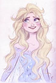Elsa With Hair Down Google Search Disney Drawings Disney Fan Art Sketches