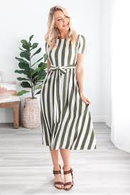 46 Dayten Striped Midi Modest Dresses Modest Outfits Fashion