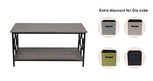 Shop furniture champagne cube coffee table with 4 storage ottomans, created for macy's online at macys.com. Gia Rectangular Coffee Table With Lower Storage Shelf Gray Ash Color Black Frame Easy Assemble Heat Resistance Wooden Top And Bottom Buy Online In Cayman Islands At Cayman Desertcart Com Productid 56704018