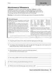 Research And Study Skills Dictionary Glossary Worksheet Study Skills Worksheets Study Skills Dictionary Skills