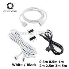 1pcs White Black Female Led Strip Cable Connector 4pin Extension Wire 30cm 50cm 1m 2m 2 5m 3m 5m For 3528 5050 Rgb Led St Rgb Led Led Strip Light Accessories