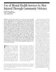 Use of Mental Health Services by Men Injured Through Community Violence