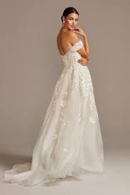 Floral Tulle Wedding Dress With Removable Sleeves David S Bridal Petite Wedding Dress Wedding Dresses Bridal Gowns
