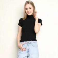 Pemilihan design sesuai karakter pribadi bikin penampilan lebih keren dan percaya diri. High Neck Lengan Pendek Rib Rajut Tshirt Leher Tinggi C Shopee Indonesia
