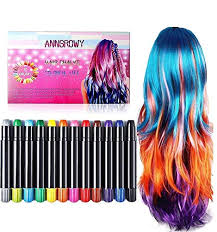 For those with darker locks, choose blues, pinks, reds and greens. Hair Chalk For Girls Kids Temporary Hair Color 12 Colors Non Toxic Washable Hair Chalk Pens For Dark Hair And Blonde Brown Auburn Hair Birthday Present Pricepulse