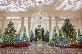 Four large christmas trees decorated in glass ornaments make for a suitably grand display in the white house's grand foyer and cross hall. White House Christmas Tour 2018 White House Christmas 2018 Hgtv White House Christmas Tree White House Christmas Christmas Tours