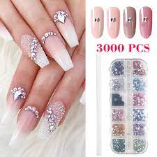 Tsv 3000pcs Nail Rhinestones Crystal Nail Art Gems Flatback Glass Nail Jewels Rhinestone Nail Studs 12 Mixed Color Crystals Rhinestones With Dotting Pen For Nails Art Clothes Shoes Bags Decoration Walmart Com