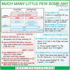 Much Many A Little A Few A Lot Of Much Many Little Few Some Any English Grammar English Language Learning Grammar And Vocabulary