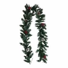 This indoor/outdoor garland can be displayed over doors, windows, fireplace mantels, fence, or stairway railings. Red Berry Pine Cone Snowy Christmas Garland Fireplaces Staircase 185 Cm 6 For Sale Online Ebay