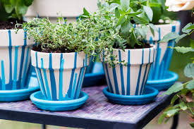 Tables & chairs & flower pots…oh my! Diy Project Painted Pot Herb Garden Colorfully Behr