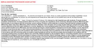 Use this example to create your new cover letter. Assistant Professor Cover Letter