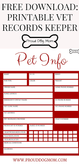 My personal medical records organizer eventually became a very helpful tool as a caregiver. Free Download Printable Vet Records Keeper Pet Health Record Pet Health Dog Organization