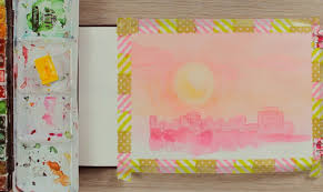 The tutorial comes with a free traceable for the fisherman that you can use to create the silhouette! Easy Paintings For Beginners Watercolor Painting Of A Sunset City