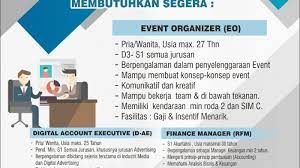 Lowongan kerja event terbaru maret 2021 temukan loker yang sesuai dengan. Lowongan Kerja Event Organizer Like And Share