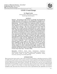 Pdf Covid 19 And Change