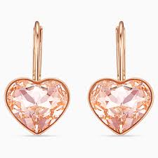 Bella Heart Pierced Earrings Pink Rose Gold Tone Plated Swarovski Com One larger than the other. bella heart pierced earrings pink rose gold tone plated