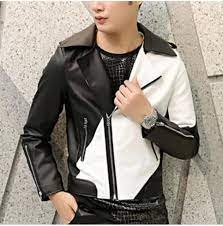 Handmade Men Two Tone Biker Leather Jacket Black And White Biker Jacket Leather Jacket Leather Jacket Black Biker Leather