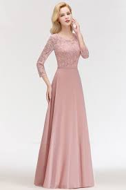 Elegant 3 4 Sleeves Lace Long Dusty Rose Bridesmaid Dresses Online Bmbr In 2020 Bridesmaid Dresses With Sleeves Lace Chiffon Bridesmaid Dress Lace Bridesmaid Dresses
