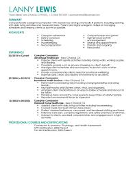 caregivers companions resume example