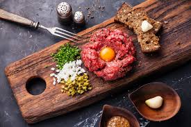 Classic Steak Tartar Meat Food Styling Fresh Onions Steak Tartare