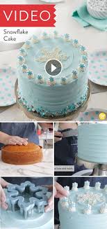 Iced In Light Blue Buttercream Icing Then Decorated With Sprinkles And Royal Icing Decorations This Winter Th Winter Cake Christmas Cakes Easy Snowflake Cake