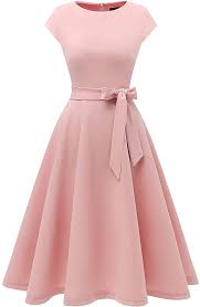 Amazon Com Dresstells Women S Prom Tea Dress Vintage Swing Cocktail Party Dress With Cap Sleeves Blush M Clot In 2020 Classy Midi Dresses Vintage Tea Dress Tea Dress