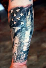 Upper Arm Half Sleeve Black And White American Flag Tattoo Pin On Tattoo