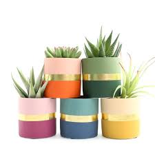 Small Color Blocked Cement Planter With Gold Foil Choose Your Colors In 2020 Colorful Planters Diy Planters Pots Plant Pot Design