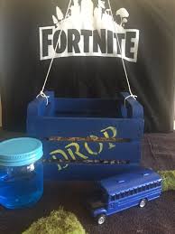 Fortnite Drop Box Crate Gift Basket Battle Bus Slurp Juice Party Centerpiece Birthday Centerpieces Juice Party Boy Birthday Party