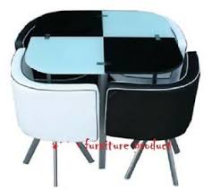 Outlined table with stick on top. New Space Saver Black White Square Glass Dining Table 4 Chairs Set Ebay