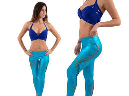 One Of A Kind Blue Top And Shiny Blue Leggings Design Etsy