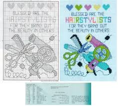 All cross stitch patterns can be customize on request. 0 Point De Croix Coiffure Cross Stitch Hairdresser Hairstylist Floral Cross Stitch Cross Stitch Cross Stitch Patterns