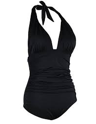 Womens One Piece Swimsuit Deep V Halter Neck Runched Tummy Contral Monokini Black Cd182thrhiw Black Monokini One Piece One Piece For Women