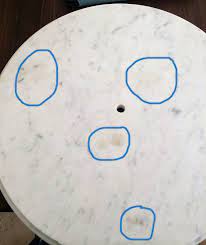 Use a soft cloth and a little warm water to clean dust and small spills from your marble countertop and floors. How To Salvage A Stained Marble Tabletop The Impatient Gardener Cleaning Marble Countertops Cleaning Marble Marble Countertops