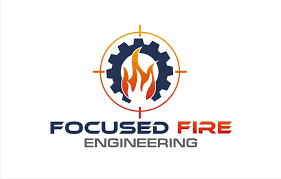 Collins and three unidentified men hold a fire safety advertisement. Modern Masculine Fire Safety Logo Design For Focused Fire Engineering Not Necessarily All Of These Words I Think Focused Fire Is The Catch However Engineering May Appear In The Background By Nutu