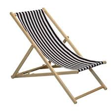 Harbour Housewares Beach Deck Chair Black White Stripes Rinkit Com Deck Chairs White Deck Wooden Decks