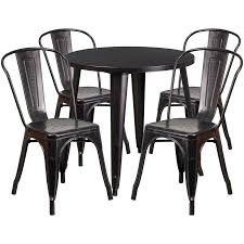 30 Round Black Antique Gold Metal Indoor Outdoor Table Set With 4 Cafe Chairs Flash Furniture Ch 51090th 4 18cafe Bq Gg Outdoor Table Settings Round Metal Table Cafe Chairs