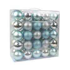 50 Piece Shiny Glitter Festive Blooms Christmas Ball Ornament Set In 2021 Christmas Ornament Sets Blue Christmas Decor Glitter Christmas